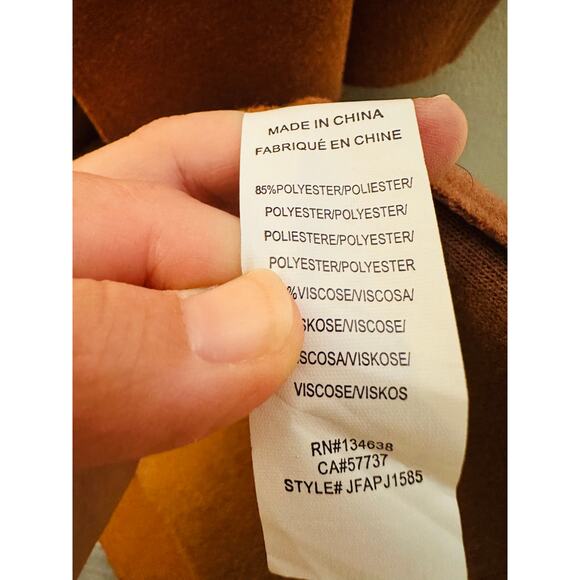 JUSTFAB Camel Brown Knit Side Pockets Tie Waist Drape Coat Size Small - Picture 11 of 16